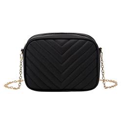 Kleine Umhängetasche Damen Schultertasche Tasche Handtasche Kette Schulterriemen Abendtasche City Clutch Party Zip Crossbody Bag für Frauen Damen Handy Umhängetasche Handytasche (Black, One Size) von Bkazwe