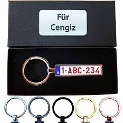 Bl4ckPrint B4P Schlüsselanhänger Kennzeichen Belgien Nummernschild Auto KFZ Individuell als Geschenk Für Autoliebhaber Autofans Männer Mini mit Namen personalisiert von Bl4ckPrint
