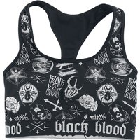 Black Blood by Gothicana Bikini-Oberteil - Bikinioberteil mit Okkulten Symbolen - S bis XXL - für Damen - Größe L - schwarz von Black Blood by Gothicana