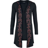 Black Blood by Gothicana - Gothic Cardigan - Cardigan with printed Symbols and large Backprint - S bis XXL - für Damen - Größe L - schwarz von Black Blood by Gothicana