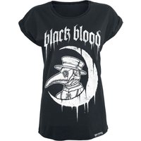 Black Blood by Gothicana - Gothic T-Shirt - T-Shirt mit Sichelmond und Pest Medicus - XS bis 5XL - für Damen - Größe 3XL - schwarz von Black Blood by Gothicana