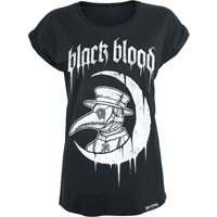 Black Blood by Gothicana - Gothic T-Shirt - T-Shirt mit Sichelmond und Pest Medicus - XS bis 5XL - für Damen - Größe S - schwarz von Black Blood by Gothicana