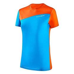 Black Crevice Damen Merino T-Shirt, Blue/orange, 40 von Black Crevice