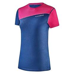 Black Crevice Damen Merino T-Shirt, Blue/pink, 38 von Black Crevice