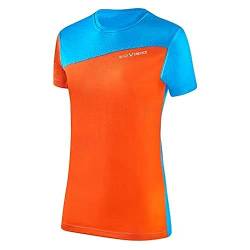 Black Crevice Damen Merino T-Shirt, orange/Blue, 38 von Black Crevice