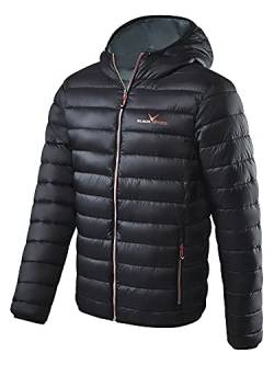 Black Crevice Herren Steppjacke I wind- & wasserabweisende Herren-Jacke I Steppjacke mit Kunstfaserfüllung I Steppjacke mit Kapuze, schwarz/rot, 54 von Black Crevice