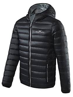 Black Crevice Herren Steppjacke I wind- & wasserabweisende Herren-Jacke I Steppjacke mit Kunstfaserfüllung I Steppjacke mit Kapuze, schwarz/silber, 52 von Black Crevice