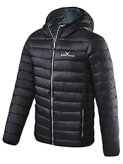 Black Crevice Herren Steppjacke I wind- & wasserabweisende Herren-Jacke I Steppjacke mit Kunstfaserfüllung I Steppjacke mit Kapuze, schwarz/weiß, 50 von Black Crevice