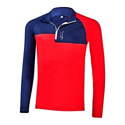 Black Crevice Herren Zipper Funktionsshirt, Navy/rot, 3XL von Black Crevice