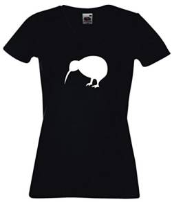 Black Dragon - T-Shirt Damen - Party - Funshirt - Fasching - Freizeit V-Ausschnitt schwarz - Kiwi Neuseeland - S von Black Dragon