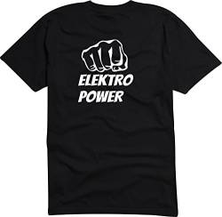 T-Shirt - Herren - schwarz - XL - Elektro Power Faust Schlag - Bedruckt - lustig witzige Motive - Fasching Party Fun Sport von Black Dragon
