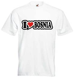 T-Shirt - Herren - weiß - I - Love - Heart - Herz I Love Bosnia - Bedruckt - lustig witzige Sprüche - Name - Fasching Party Fun Sport von Black Dragon