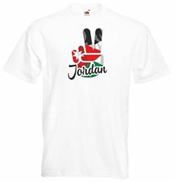 T-Shirt - Herren - weiß - L - Jordan - Victory - Sieg - Flagge - Fahne - Bedruckt - Land - Fasching Party Fun Sport Fußball von Black Dragon