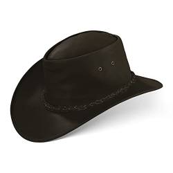 Black Forest Fox® Melbourne Western Cowboy Leder Wickel Hut Flex-Hat in (Brown, L) von Black Forest Fox