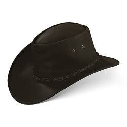 Black Forest Fox® Melbourne Western Cowboy Leder Wickel Hut Flex-Hat in (Brown, S) von Black Forest Fox
