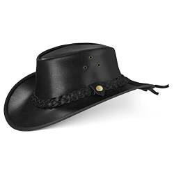 Black Forest Fox® Texas Western Reiten Cowboy Leder Hut (Black, XL) von Black Forest Fox