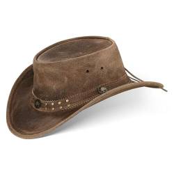 Black Forest Fox Buffalo Bill Herren Damen Western Cowboy Leder Hut Vintage Brown Größe L von Black Forest Fox