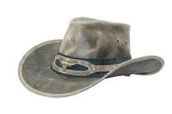 Black Jungle Ontario Outdoor Western Lederhut Australien Cowboy Lederhüte Reiterhut Unisex (as3, Alpha, l, Charcoal/Schwarz) von Black Jungle