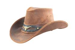 Black Jungle Ontario Outdoor Western Lederhut Australien Cowboy Lederhüte Reiterhut Unisex (as3, Alpha, m, Ocker) von Black Jungle