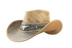 Black Jungle Ontario Outdoor Western Lederhut Australien Cowboy Lederhüte Reiterhut Unisex (as3, Alpha, s, Tan) von Black Jungle