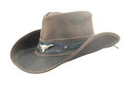 Black Jungle Ontario Outdoor Western Lederhut Australien Cowboy Lederhüte Reiterhut Unisex (as3, Alpha, x_l, Braun) von Black Jungle