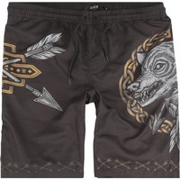 Black Premium by EMP Badeshort - Swim Shorts With Arrow and Wolf Print - S bis XXL - für Männer - Größe XL - schwarz von Black Premium by EMP