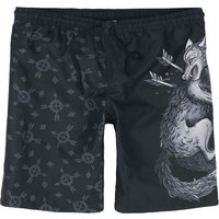 Black Premium by EMP Badeshort - Swim Shorts With Wolf Print - S bis XXL - für Männer - Größe L - schwarz von Black Premium by EMP