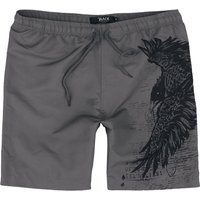 Black Premium by EMP Badeshort - Swim Shorts with Raven Print - S bis XXL - für Männer - Größe L - grau von Black Premium by EMP