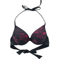 Black Premium by EMP Bikini-Oberteil - Schwarzes Bikinioberteil mit Skull & Roses Motiv - S bis XXL - für Damen - Größe L - schwarz von Black Premium by EMP