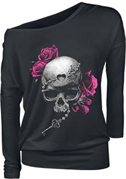 Black Premium by EMP Damen schwarzes Longsleeve mit Rundhalsausschnitt und Print 4XL von Black Premium by EMP