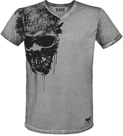 Black Premium by EMP Herren graues Basic Shirt mit Totenkopf-Print 3XL von Black Premium by EMP