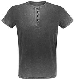 Black Premium by EMP Herren graues Basic T-Shirt mit Knopfleiste L von Black Premium by EMP