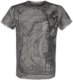 Black Premium by EMP Herren graues T-Shirt mit detailreichem Frontprint 4XL von Black Premium by EMP
