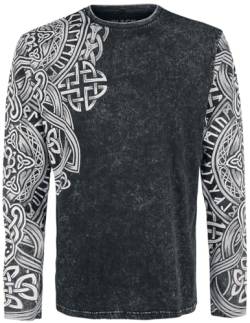 Black Premium by EMP Herren schwarzes Langarmshirt mit Waschung und Print XXL von Black Premium by EMP