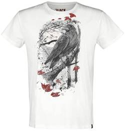 Black Premium by EMP Herren weißes T-Shirt mit Raben Print M von Black Premium by EMP