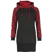 Black Premium by EMP Kurzes Kleid - Hoddie Dress with Roses and Skull - S bis XXL - für Damen - Größe XL - schwarz/rot von Black Premium by EMP