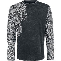 Black Premium by EMP Langarmshirt - Schwarzes Langarmshirt mit Waschung und Print - S bis 5XL - für Männer - Größe 3XL - schwarz von Black Premium by EMP