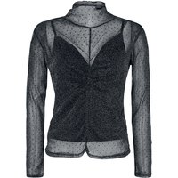 Black Premium by EMP Langarmshirt - Transparentes Langarmshirt mit Punkten und Silberfäden - XS bis XL - für Damen - Größe XL - schwarz von Black Premium by EMP