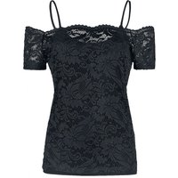 Black Premium by EMP T-Shirt - Cold Shoulder Shirt aus Spitze - S bis XXL - für Damen - Größe L - schwarz von Black Premium by EMP