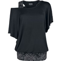 Black Premium by EMP T-Shirt - Double-Layer T-Shirt mit Alloverprint auf dem Top - S bis 5XL - für Damen - Größe M - schwarz von Black Premium by EMP