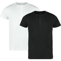 Black Premium by EMP T-Shirt - Double Pack Henley T-Shirts - S bis XXL - für Männer - Größe S - schwarz/weiß von Black Premium by EMP