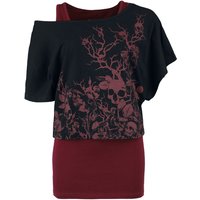 Black Premium by EMP T-Shirt - Double Pack T-Shirt and Top - S bis XXL - für Damen - Größe S - schwarz/bordeaux von Black Premium by EMP