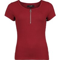 Black Premium by EMP T-Shirt - Rib T-Shirt with Zipper - S bis XXL - für Damen - Größe M - bordeaux von Black Premium by EMP