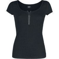 Black Premium by EMP T-Shirt - Schwarzes T-Shirt mit Reißverschluss im Ausschnitt - S bis 5XL - für Damen - Größe L - schwarz von Black Premium by EMP