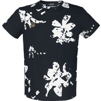 Black Premium by EMP T-Shirt - T-Shirt mit weißen Blumen und kleiner Stickerei - S bis XL - für Männer - Größe S - schwarz von Black Premium by EMP