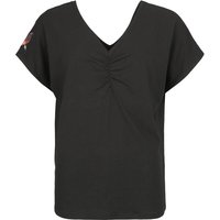 Black Premium by EMP T-Shirt - T-Shirt with Shirred V-Neck - S bis XXL - für Damen - Größe L - schwarz von Black Premium by EMP