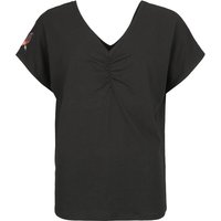 Black Premium by EMP T-Shirt - T-Shirt with Shirred V-Neck - S bis XXL - für Damen - Größe M - schwarz von Black Premium by EMP