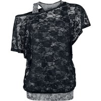 Black Premium by EMP T-Shirt - graues Top mit schwarzem Spitzen-Shirt - S bis 5XL - für Damen - Größe 5XL - schwarz/grau von Black Premium by EMP