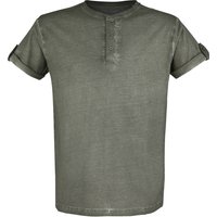 Black Premium by EMP T-Shirt - grünes T-Shirt mit Knopfleiste und umgeschlagenen Ärmeln - S bis 5XL - für Männer - Größe 4XL - grün von Black Premium by EMP