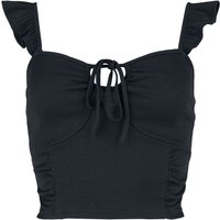 Black Premium by EMP Top - Crop Top With Ruffles And Lacing - S bis XL - für Damen - Größe XL - schwarz von Black Premium by EMP